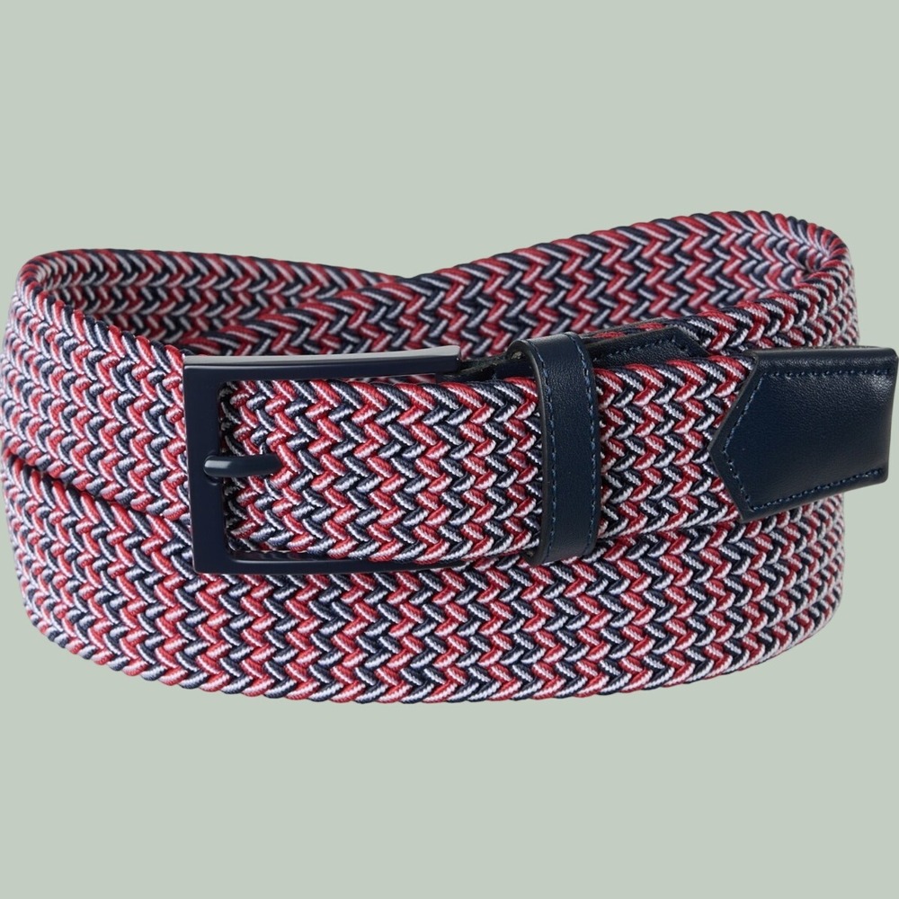Callaway Golf On Par Stretch Belt Braided Burgundy Navy Matte Men Size L(38-40)